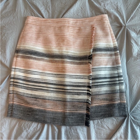 LOFT Asymmetrical Pink and Gray Striped Skirt - Picture 2 of 4